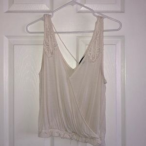 White American eagle tank with lace strap detail